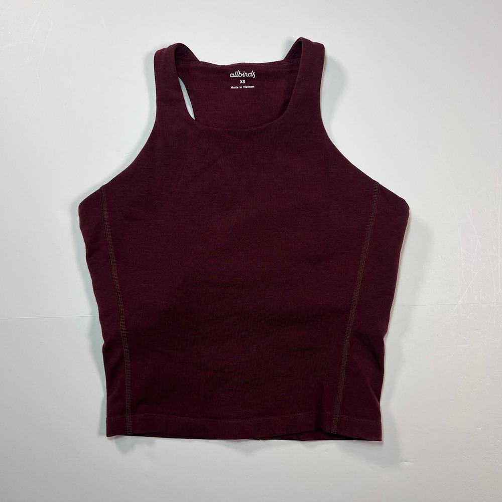 Allbirds Natural Run Racerback Tank  XS Burgundy Merino Wool Blend Built-in Bra